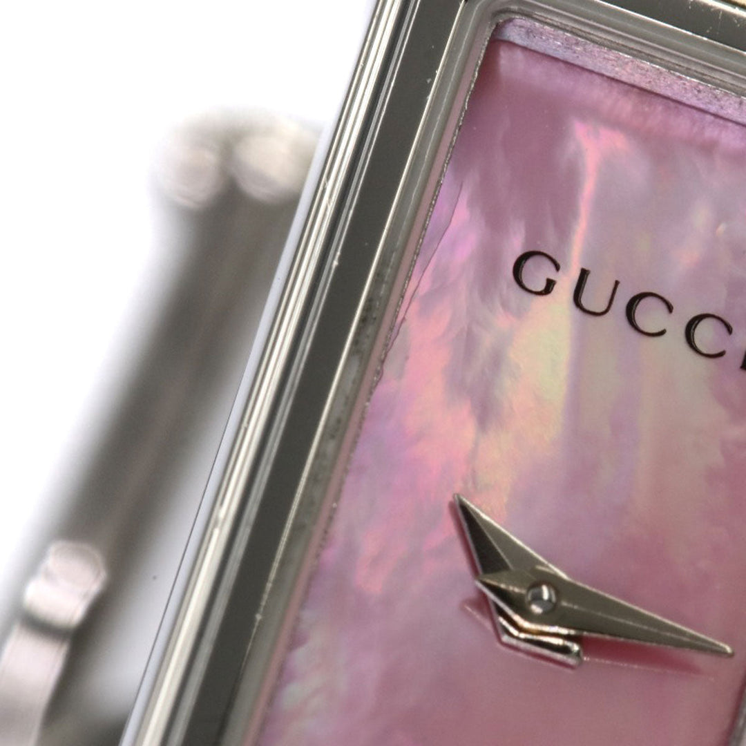 GUCCI Watches Quartz 1500L Stainless Steel , Stainless Steel Silver Square Face Shell Pink shell dial Women Used Authentic