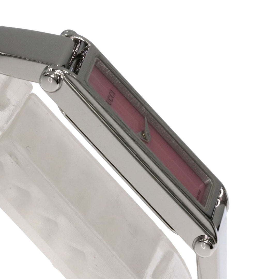 GUCCI Watches Quartz 1500L Stainless Steel , Stainless Steel Silver Square Face Shell Pink shell dial Women Used Authentic