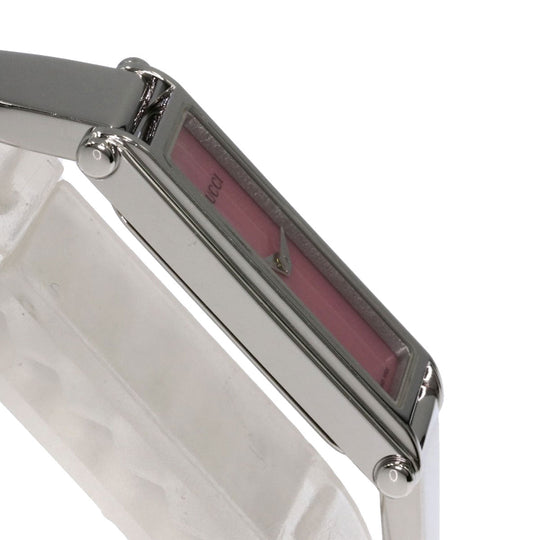 GUCCI Watches Quartz 1500L Stainless Steel , Stainless Steel Silver Square Face Shell Pink shell dial Women Used Authentic