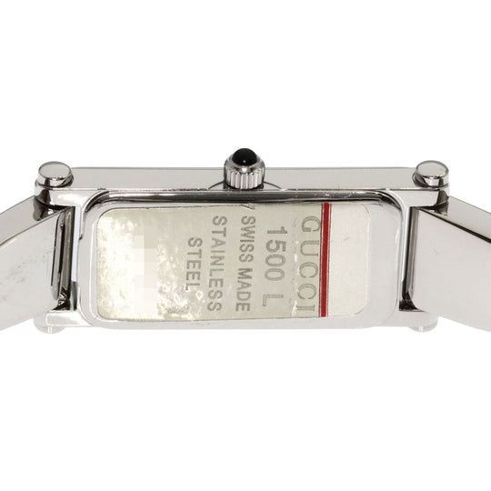 GUCCI Watches Quartz 1500L Stainless Steel , Stainless Steel Silver Square Face Shell Pink shell dial Women Used Authentic