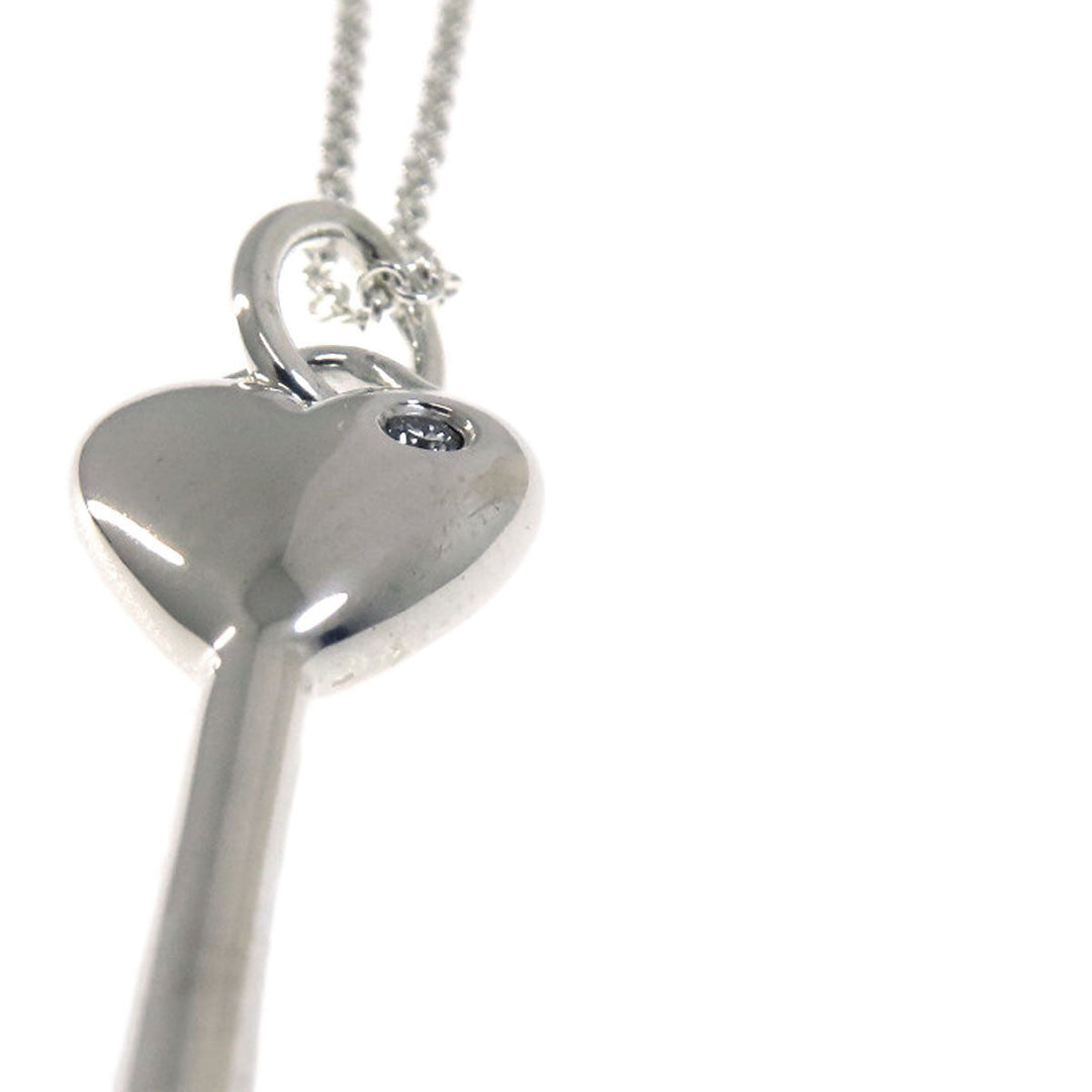 TIFFANY&Co. Necklace SV Silver Heart key 1P diamond Women Used Authentic