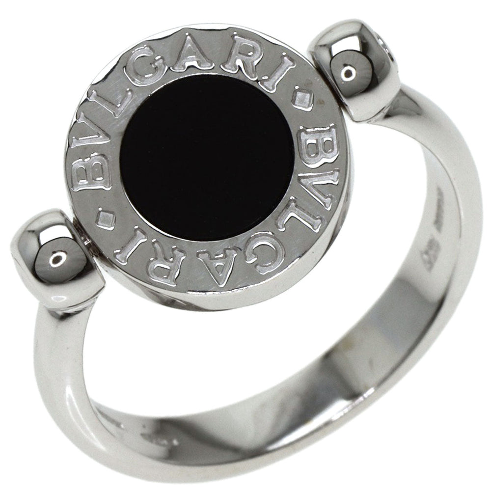 BVLGARI Ring K18WG Silver Flip Ring Onyx Diamond