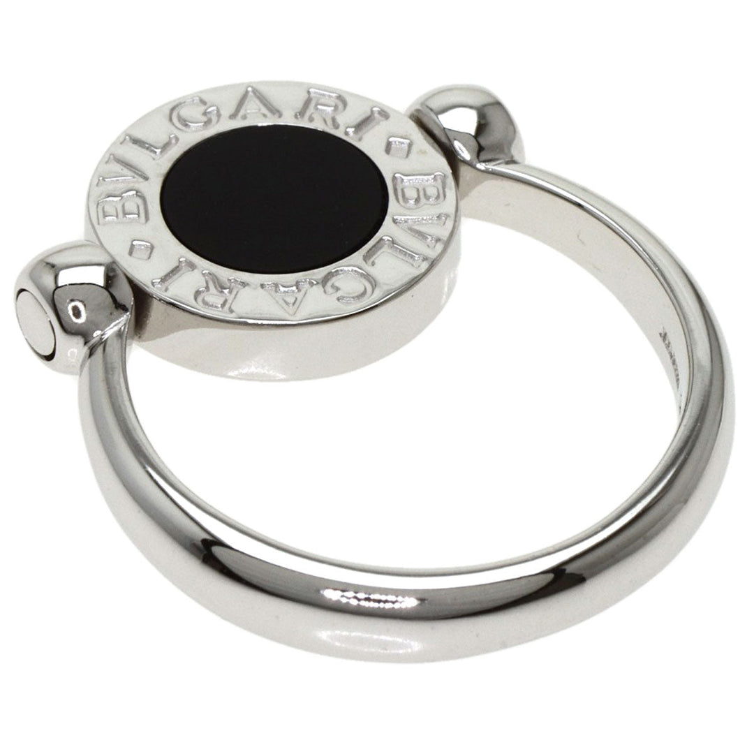 BVLGARI Ring K18WG Silver Flip Ring Onyx Diamond