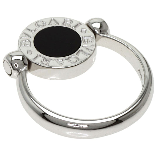 BVLGARI Ring K18WG Silver Flip Ring Onyx Diamond