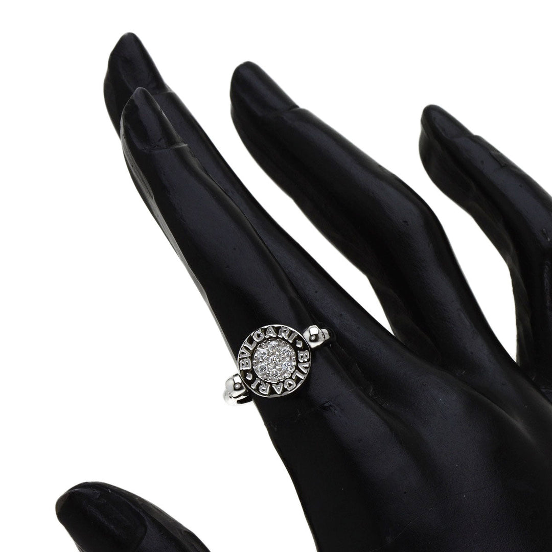 BVLGARI Ring K18WG Silver Flip Ring Onyx Diamond