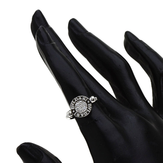 BVLGARI Ring K18WG Silver Flip Ring Onyx Diamond