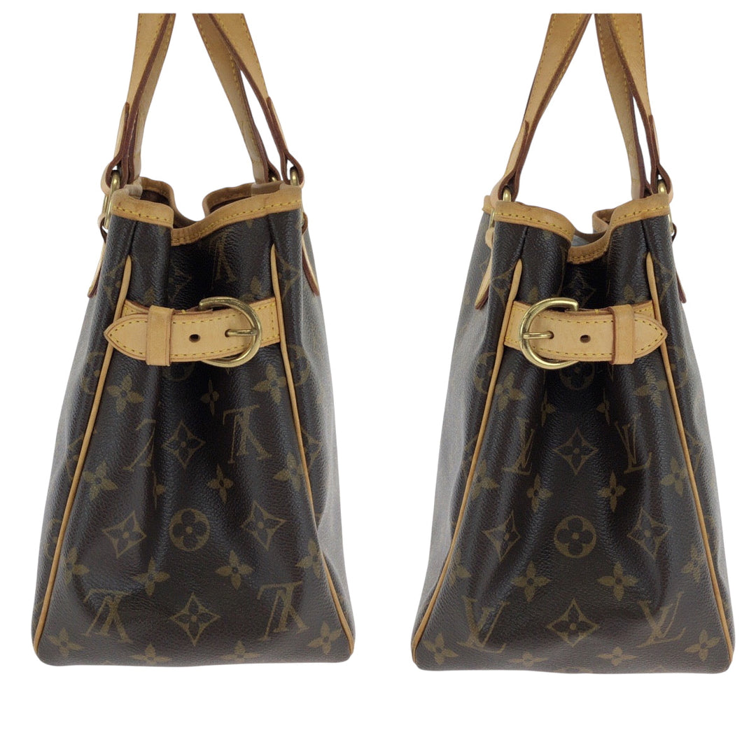LOUIS VUITTON Handbag M51156 PVC Brown Gold Metal Handbag Tote Bag Monogram Batignolles Women Used Authentic