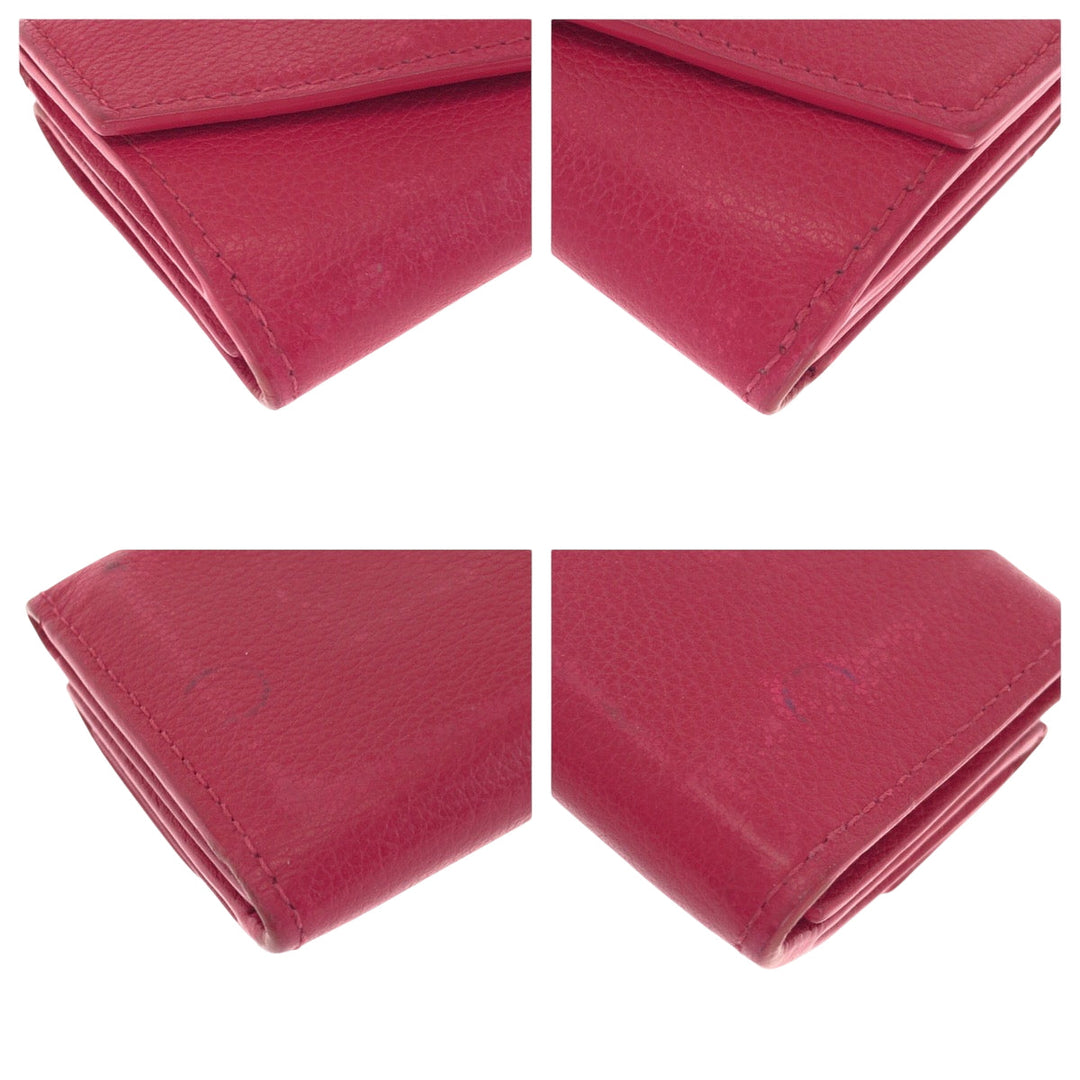 LOUIS VUITTON Tri-fold wallet M67858 leather Pink SilverMetal Folding wallet Compact wallet Portefeuille Rock Mini Women Used Authentic