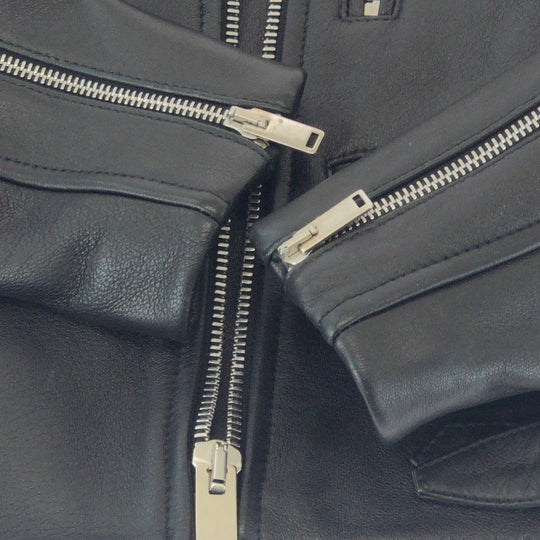 CELINE Riders jacket 251904533 leather Black SilverMetal Riders jacket Leather jacket Phoebe period Women 38 Used Authentic