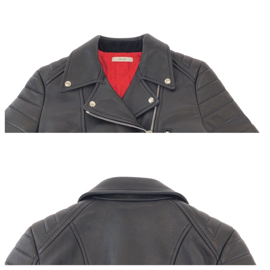 CELINE Riders jacket 251904533 leather Black SilverMetal Riders jacket Leather jacket Phoebe period Women 38 Used Authentic
