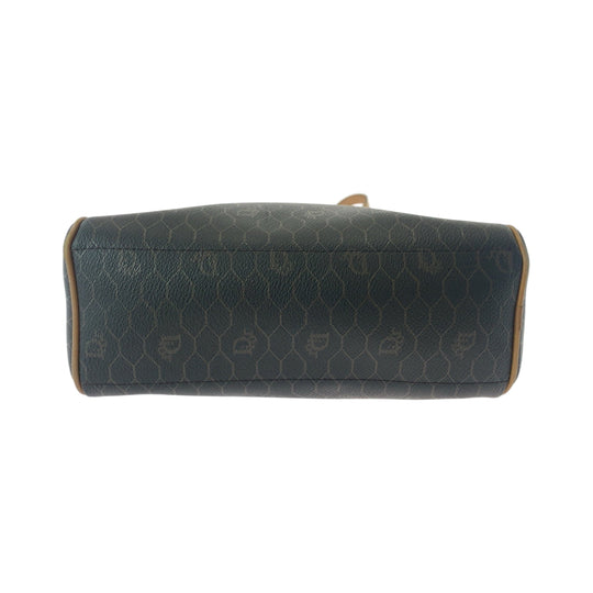 Dior Shoulder Bag PVC Brown Gold Metal Shoulder Bag pochette Honeycomb Pattern Women Used Authentic