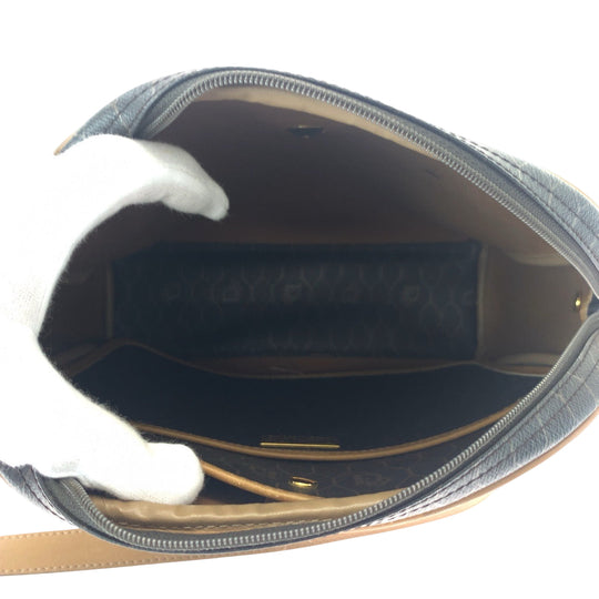 Dior Shoulder Bag PVC Brown Gold Metal Shoulder Bag pochette Honeycomb Pattern Women Used Authentic