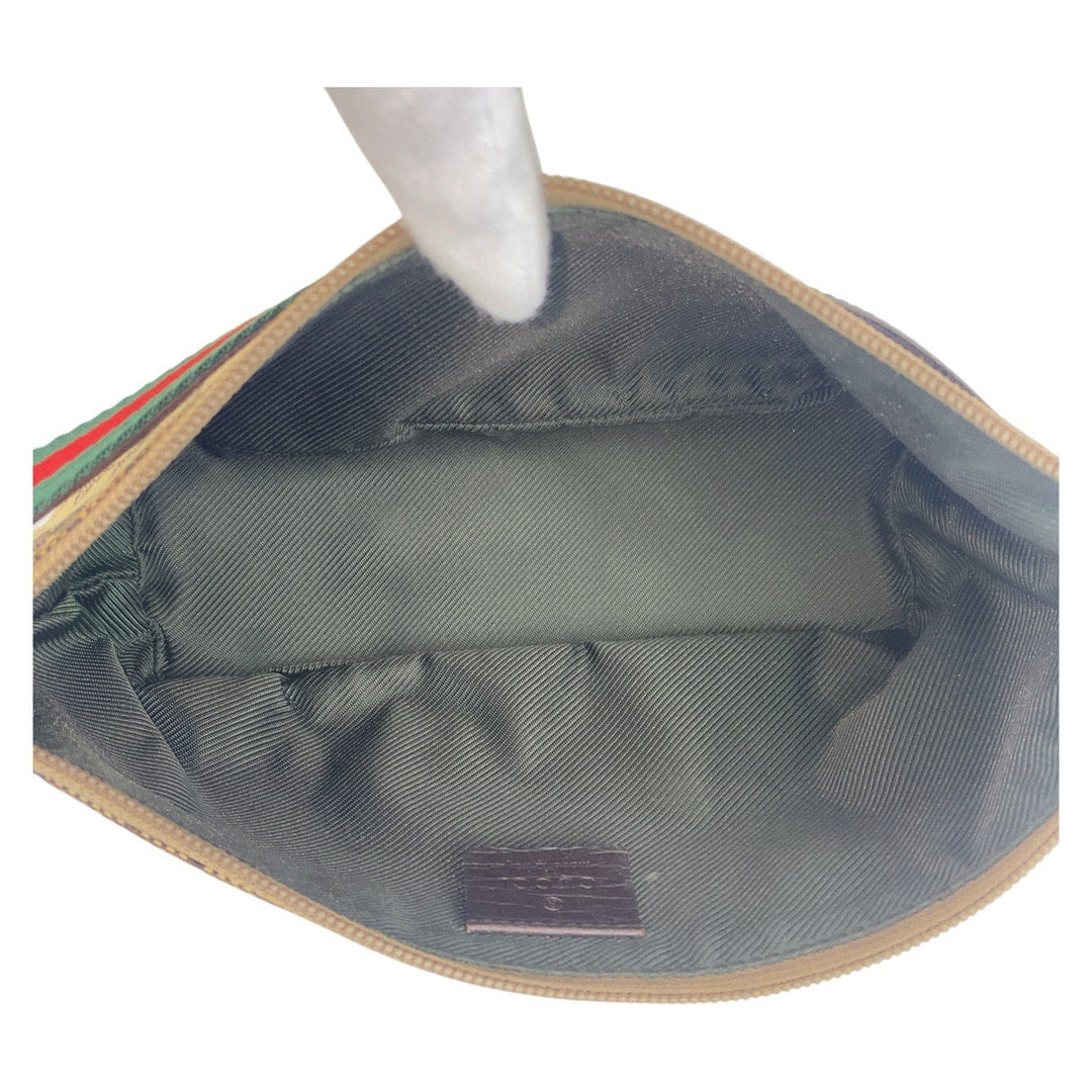 GUCCI Handbag 141809 GG canvas Beige brown Handbag accessory pouch Sherry line Women Used Authentic