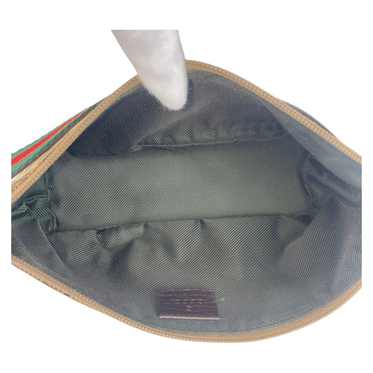 GUCCI Handbag 141809 GG canvas Beige brown Handbag accessory pouch Sherry line Women Used Authentic