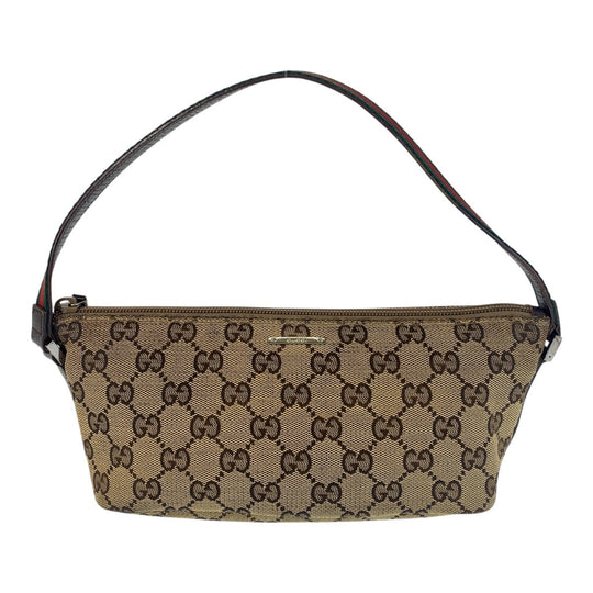 GUCCI Handbag 141809 GG canvas Beige brown Handbag accessory pouch Sherry line Women Used Authentic