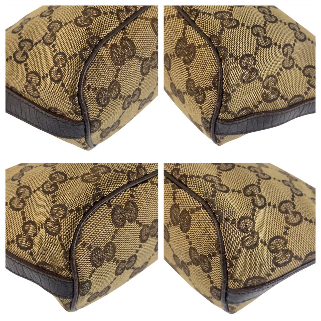 GUCCI Handbag 141809 GG canvas Beige brown Handbag accessory pouch Sherry line Women Used Authentic