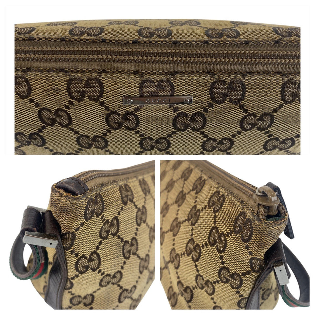 GUCCI Handbag 141809 GG canvas Beige brown Handbag accessory pouch Sherry line Women Used Authentic