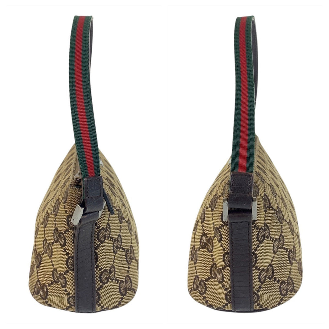 GUCCI Handbag 141809 GG canvas Beige brown Handbag accessory pouch Sherry line Women Used Authentic