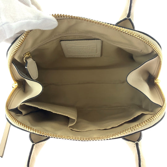 COACH Shoulder Bag 30152 leather White GoldMetal Shoulder Bag handbag Signature Women Used Authentic