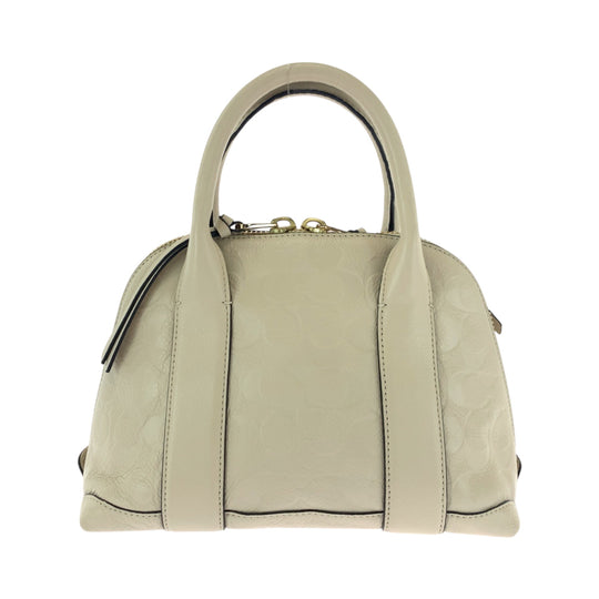 COACH Shoulder Bag 30152 leather White GoldMetal Shoulder Bag handbag Signature Women Used Authentic