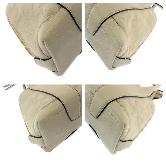 COACH Shoulder Bag 30152 leather White GoldMetal Shoulder Bag handbag Signature Women Used Authentic