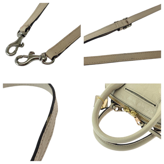 COACH Shoulder Bag 30152 leather White GoldMetal Shoulder Bag handbag Signature Women Used Authentic