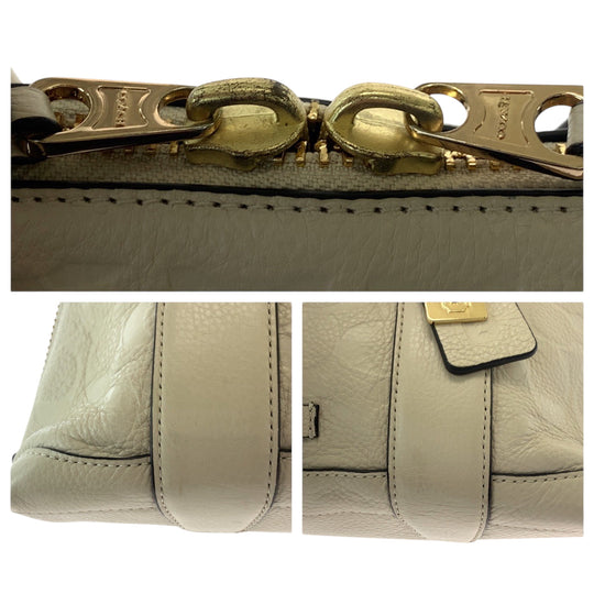 COACH Shoulder Bag 30152 leather White GoldMetal Shoulder Bag handbag Signature Women Used Authentic