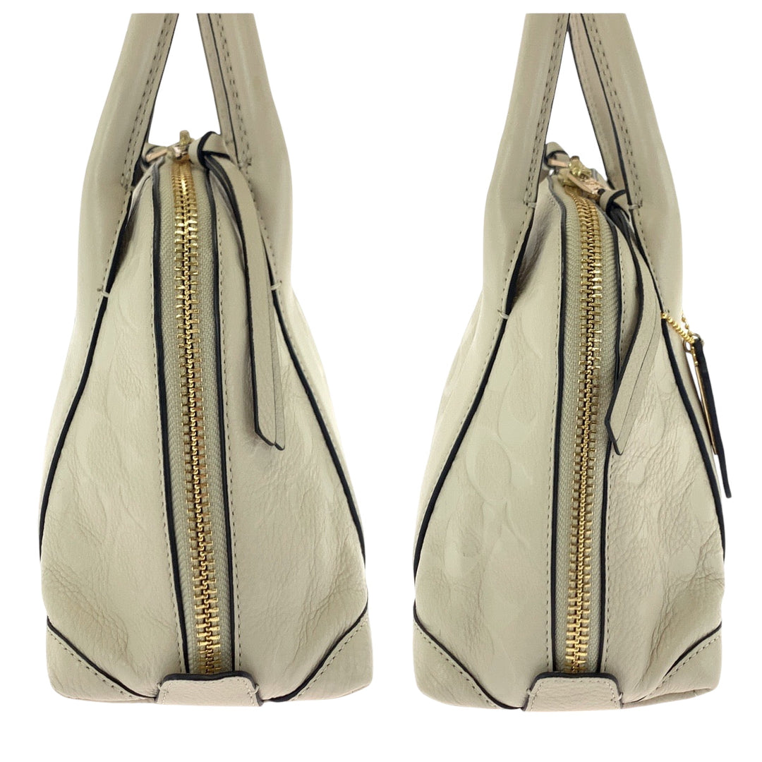 COACH Shoulder Bag 30152 leather White GoldMetal Shoulder Bag handbag Signature Women Used Authentic