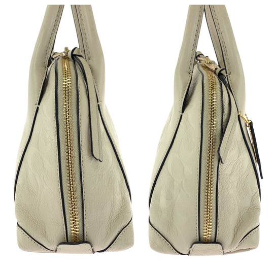 COACH Shoulder Bag 30152 leather White GoldMetal Shoulder Bag handbag Signature Women Used Authentic