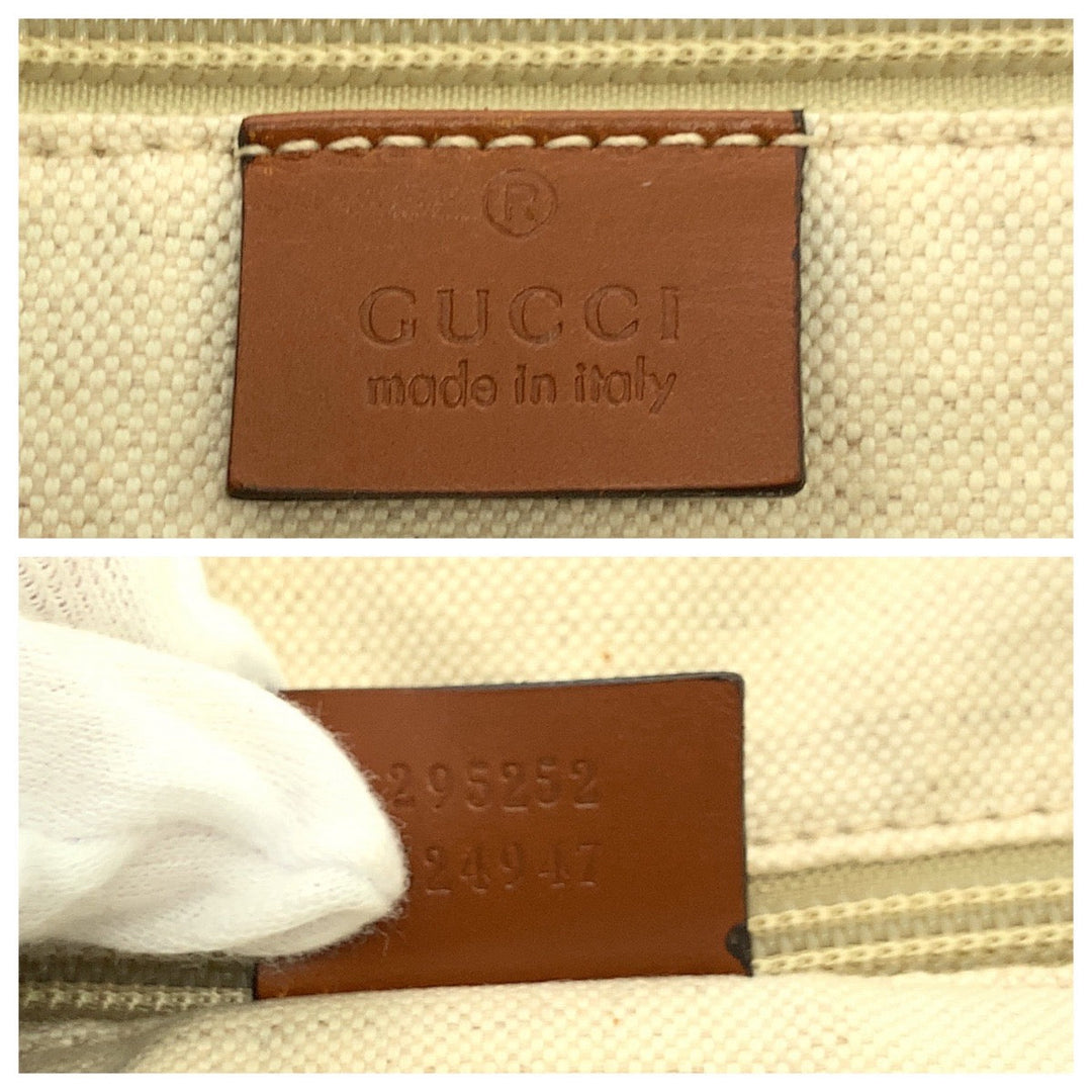 GUCCI Tote Bag 524947 Nylon Brown Black Gold Metal Tote Bag Shoulder Bag Women Used Authentic