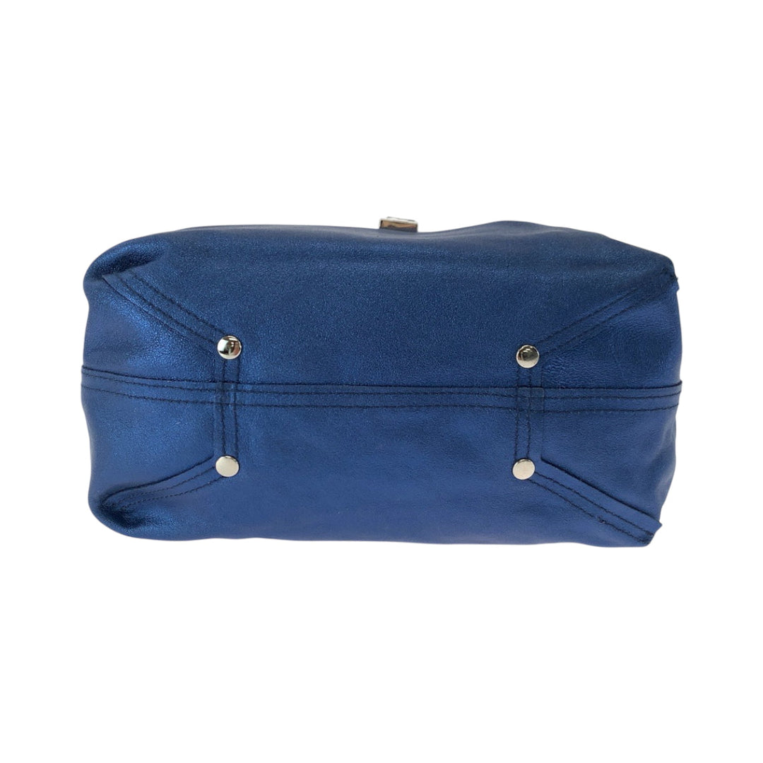 TIFFANY&Co. Handbag leather Metallic Blue SilverMetal Handbag Women Used Authentic