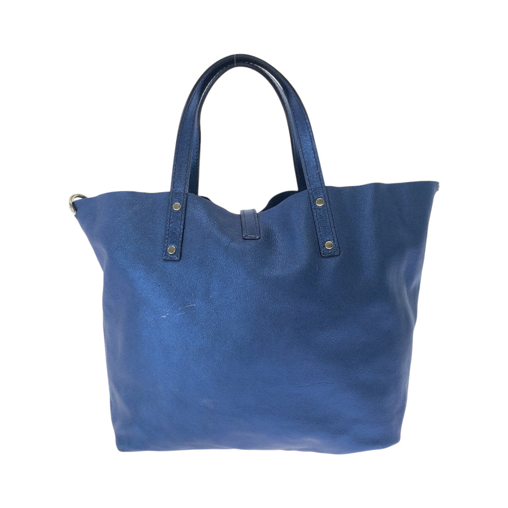 TIFFANY&Co. Handbag leather Metallic Blue SilverMetal Handbag Women Used Authentic