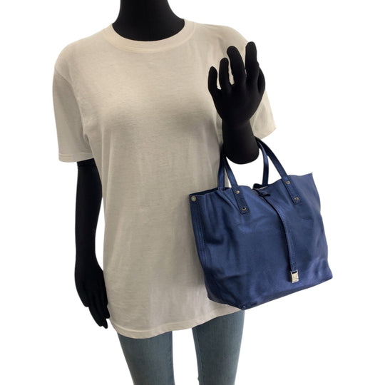 TIFFANY&Co. Handbag leather Metallic Blue SilverMetal Handbag Women Used Authentic