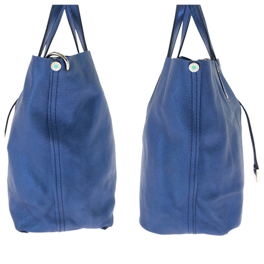 TIFFANY&Co. Handbag leather Metallic Blue SilverMetal Handbag Women Used Authentic