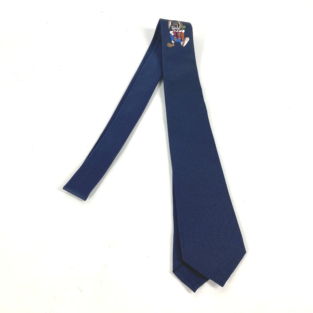 LOUIS VUITTON tie M78032 100% silk Navy Rabbit Animal Cravat LV Rabbit mens Used Authentic