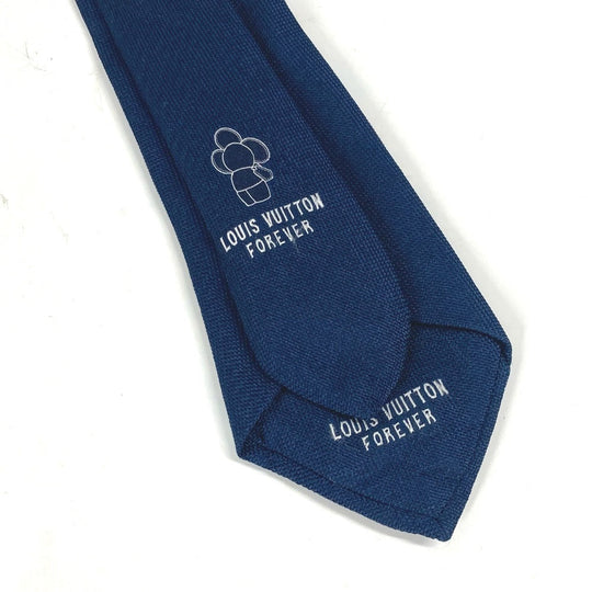 LOUIS VUITTON tie M77007 silk Navy Cravat Vivienne mens Used Authentic
