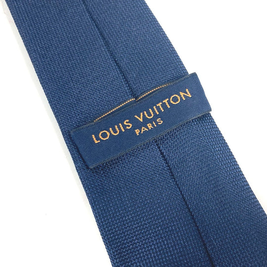 LOUIS VUITTON tie M77007 silk Navy Cravat Vivienne mens Used Authentic