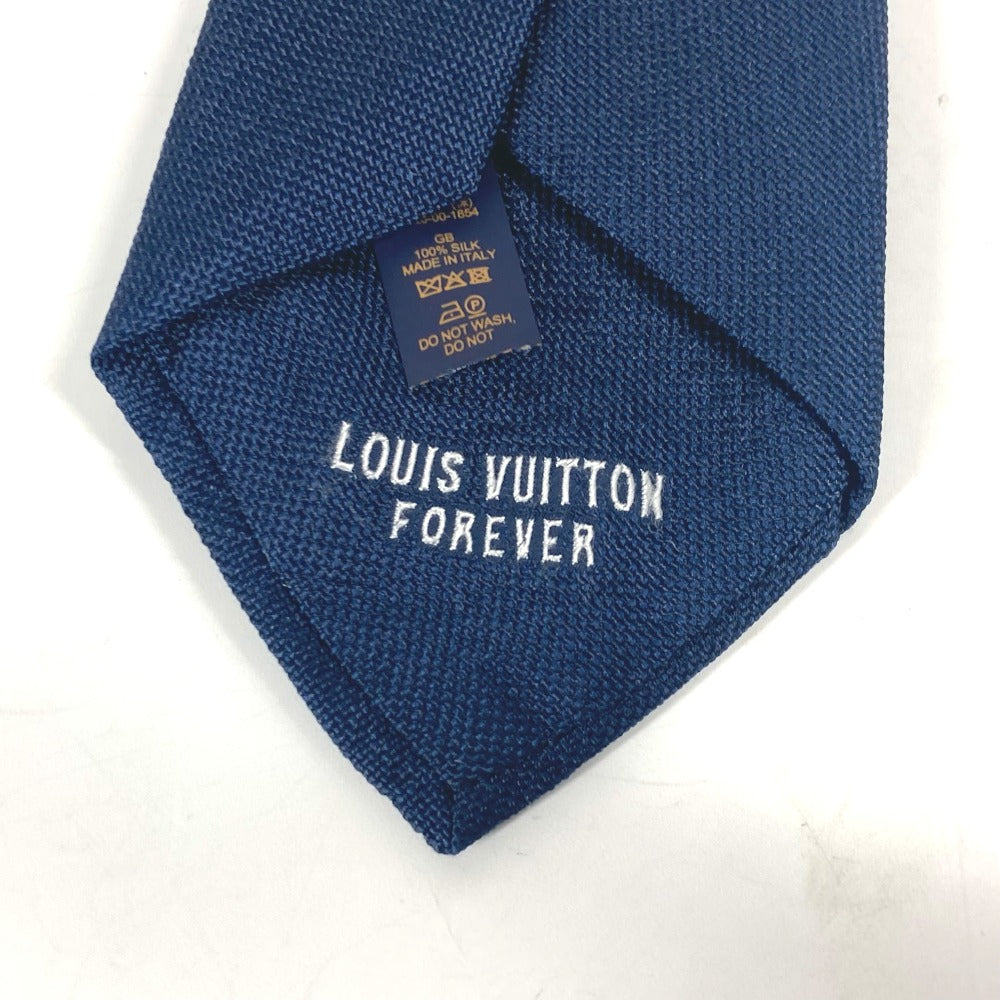 LOUIS VUITTON tie M77007 silk Navy Cravat Vivienne mens Used Authentic