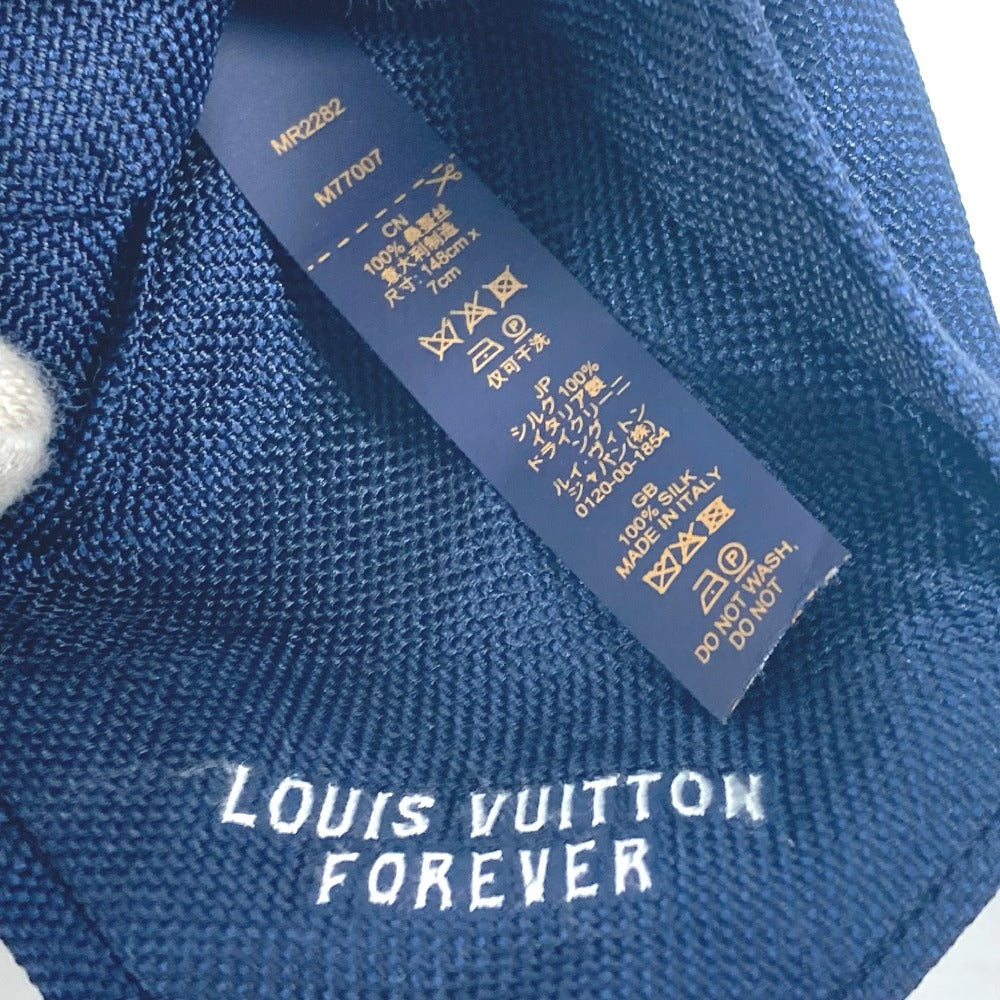 LOUIS VUITTON tie M77007 silk Navy Cravat Vivienne mens Used Authentic