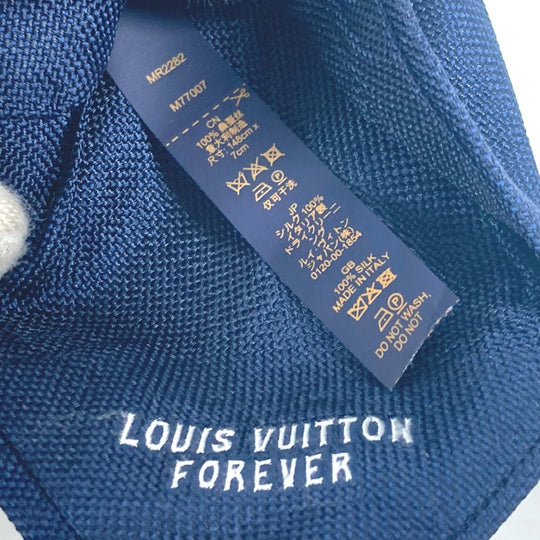 LOUIS VUITTON tie M77007 silk Navy Cravat Vivienne mens Used Authentic