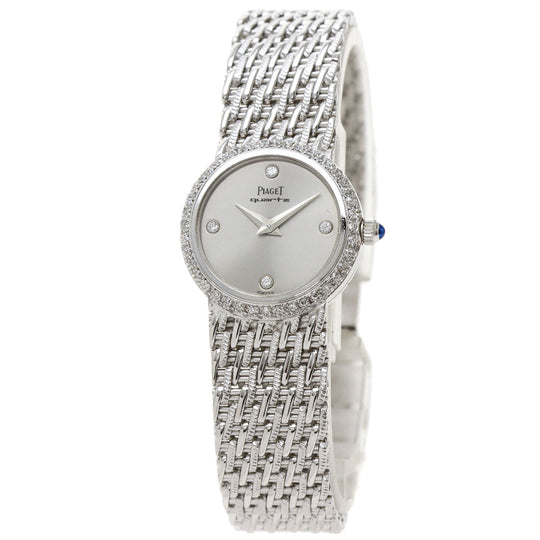 PIAGET Watches Quartz 8225P31 K18WG, K18WG, Diamond Silver Bezel 4P Diamond Manufacturer Complete Silver dial Women Used Authentic