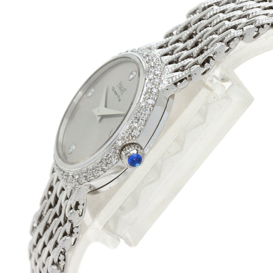 PIAGET Watches Quartz 8225P31 K18WG, K18WG, Diamond Silver Bezel 4P Diamond Manufacturer Complete Silver dial Women Used Authentic