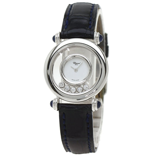 Chopard Watches Quartz 20/6281 K18WG, leather Silver Happy Diamonds Maker Complete 1.1" white dial Women Used Authentic