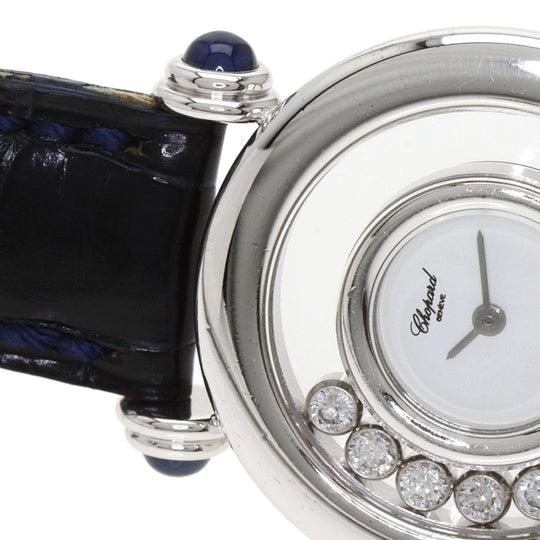 Chopard Watches Quartz 20/6281 K18WG, leather Silver Happy Diamonds Maker Complete 1.1" white dial Women Used Authentic