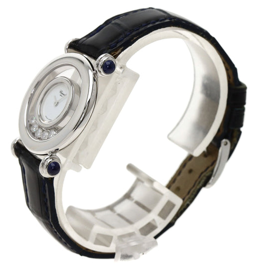 Chopard Watches Quartz 20/6281 K18WG, leather Silver Happy Diamonds Maker Complete 1.1" white dial Women Used Authentic