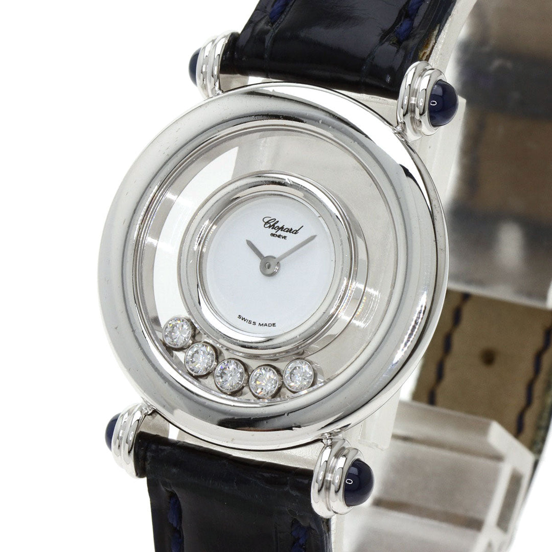 Chopard Watches Quartz 20/6281 K18WG, leather Silver Happy Diamonds Maker Complete 1.1" white dial Women Used Authentic