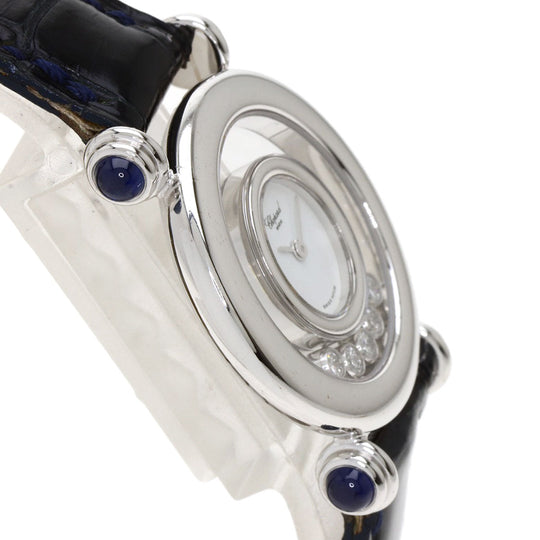 Chopard Watches Quartz 20/6281 K18WG, leather Silver Happy Diamonds Maker Complete 1.1" white dial Women Used Authentic