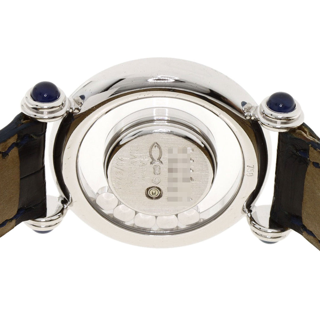 Chopard Watches Quartz 20/6281 K18WG, leather Silver Happy Diamonds Maker Complete 1.1" white dial Women Used Authentic