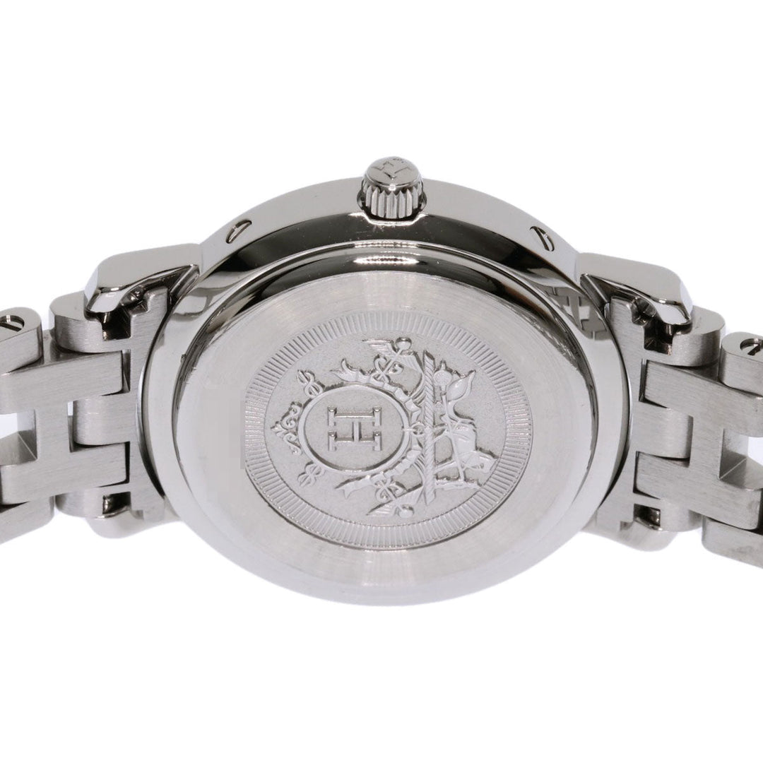 HERMES Watches Quartz CL4.230 Stainless Steel , Stainless Steel Silver Clipper Nacre 12P Diamond Pink shell dial Women Used Authentic