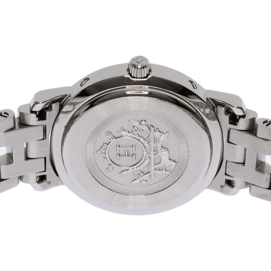 HERMES Watches Quartz CL4.230 Stainless Steel , Stainless Steel Silver Clipper Nacre 12P Diamond Pink shell dial Women Used Authentic